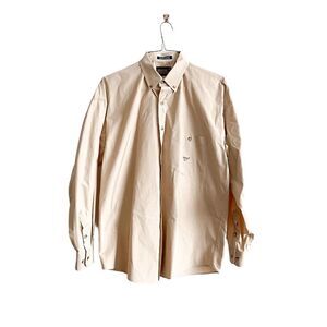Panhandle Slim Mens Dress Shirt Long Sleeve Button Down Cotton Solid Tan Large